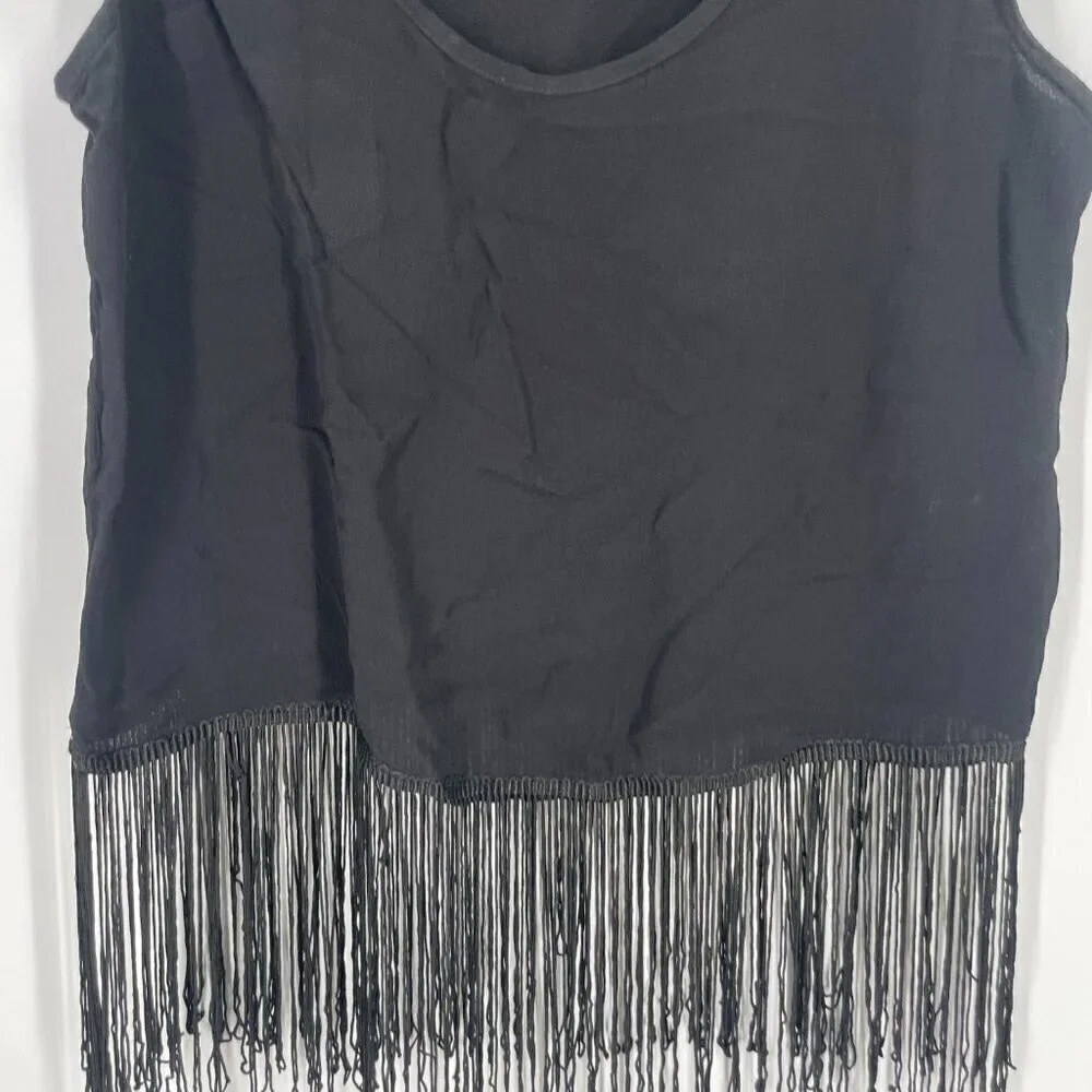 Mango MNG fringe top black sz M - Picture 3 of 12